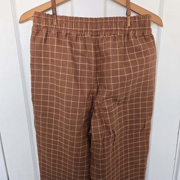 Madewell Waffleback‎ Pull-On High-Rise Tapered Pants Windowpane Brown Size S - Picture 11 of 14